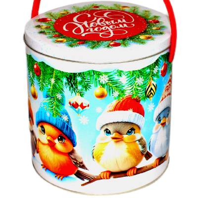 Сладкий подарок на Новый Год в жестяной упаковке весом 1000 грамм