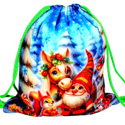 Сладкий подарок на Новый Год в мешочке-рюкзаке весом 1450 грамм